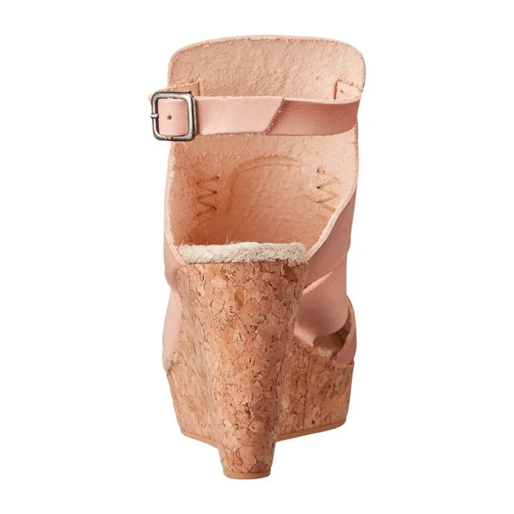 NWOB Free People Vachetta Rose Wedge Leather Sandal